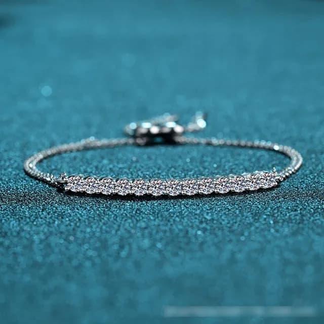 【巴黎精品】現貨+預購 莫桑石莫桑鑽手鍊925純銀銀飾(1.3ct華麗滿鑽可調生日情人節禮物女飾品v1ae30)