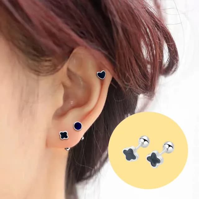 【A&R】韓版s925純銀迷你梅花款轉珠耳環 兩色任選(鎖珠耳環 螺絲耳扣 鎖式耳環 四葉草 幸運草)