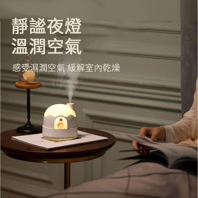 【ANTIAN】雪人聖誕氛圍LED暖光夜燈水氧機 霧化噴霧補水加濕器 空氣清淨機 350ML