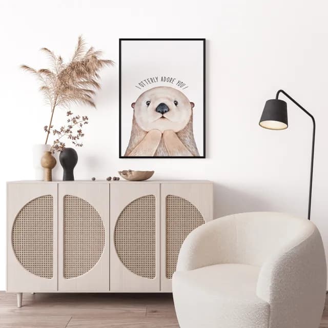 【菠蘿選畫所】I Otterly Adore You-50x70cm(北歐風可愛療癒海獺掛畫/兒童房佈置/新居禮物)
