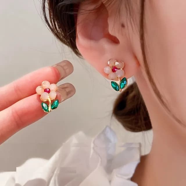 【Emi 艾迷】去有風的地方 劉亦菲 清柔橙花鋯石925銀針耳環(劉亦菲同款)