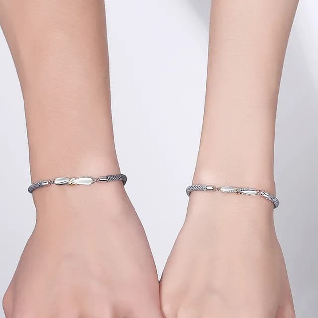 【巴黎精品】現貨秒發 925純銀手鍊情侶手繩(莫比烏斯環心形生日情人節禮物男女飾品2款v1ar76)