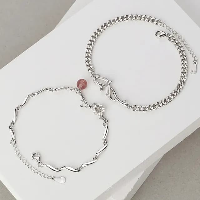 【巴黎精品】現貨+預購 925純銀手鍊情侶對鍊(荊棘玫瑰草莓晶生日情人節禮物男女飾品2款v1ar95)