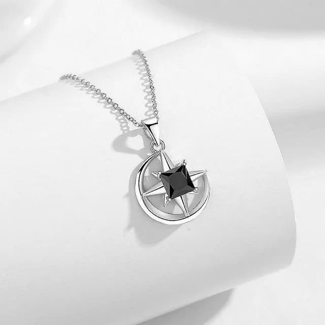 【巴黎精品】現貨+預購 925純銀項鍊情侶對鍊(星月之戀鋯石生日情人節禮物男女飾品2款v1ar78)