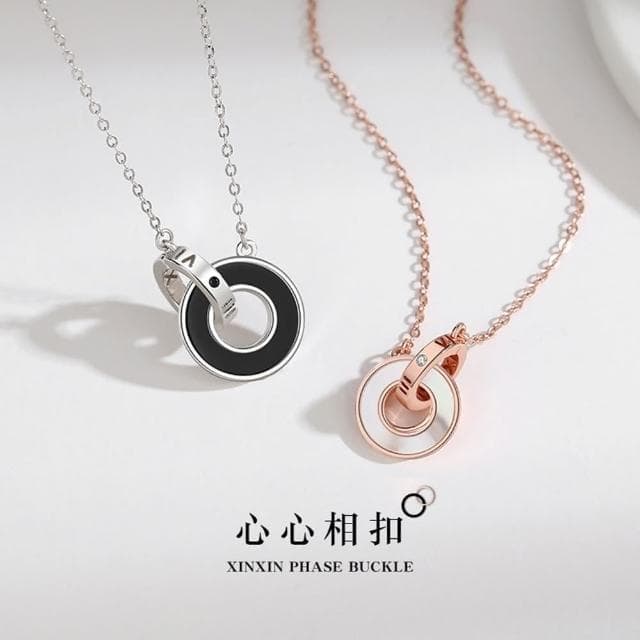 【巴黎精品】現貨+預購 925純銀項鍊情侶對鍊(環環相扣鋯石生日情人節禮物男女飾品2款v1ar86)