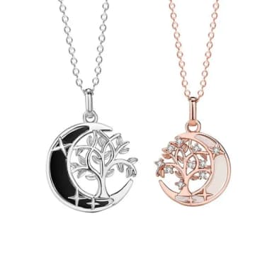 【巴黎精品】現貨+預購 925純銀項鍊情侶對鍊(月亮樹之戀鋯石生日情人節禮物男女飾品2款v1ar111)