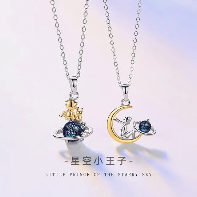 【巴黎精品】現貨+預購 925純銀項鍊情侶對鍊(星空小王子琉璃生日情人節禮物男女飾品2款v1ar45)