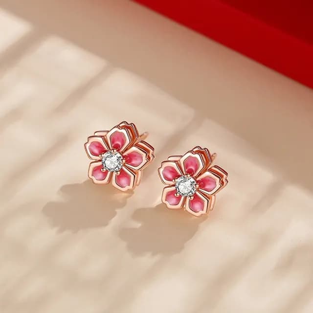 【巴黎精品】現貨+預購 925純銀項鍊櫻花三件套(桃花耳環鋯石生日情人節禮物女飾品v1ar89)