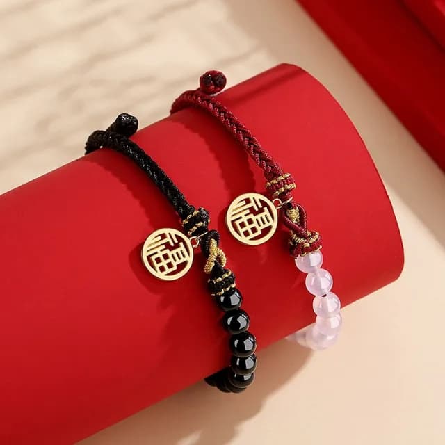 【巴黎精品】現貨+預購 925純銀手鍊情侶手繩(福牌黑曜石瑪瑙生日情人節禮物男女飾品2款v1ar15)