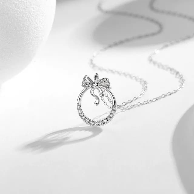 【巴黎精品】現貨+預購 925純銀項鍊鋯石吊墜(星星蝴蝶結琉璃生日情人節禮物女飾品2款v1ar54)