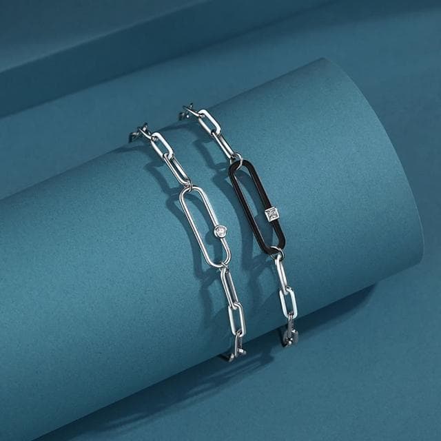 【巴黎精品】現貨+預購 925純銀手鍊情侶對鍊(別針鍊條鋯石生日情人節禮物男女飾品2款v1ar110)