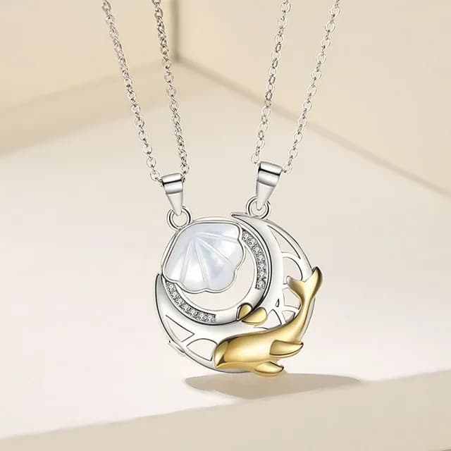【巴黎精品】現貨+預購 925純銀項鍊情侶對鍊(今生有你鯨魚貝殼生日情人節禮物男女飾品2款v1ar37)