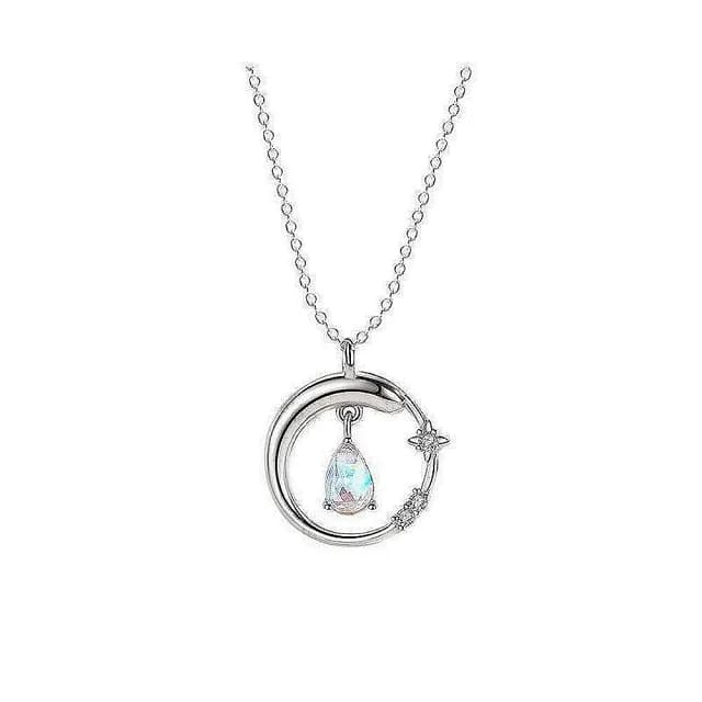 【巴黎精品】現貨+預購 925純銀項鍊月光石吊墜(魯伯特之淚鋯石生日情人節禮物女飾品v1ar69)