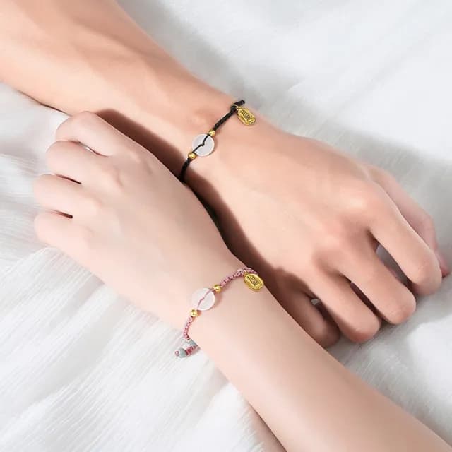 【巴黎精品】現貨秒發 925純銀手鍊情侶手繩(平安扣招財手編生日情人節禮物男女飾品2款v1ar7)