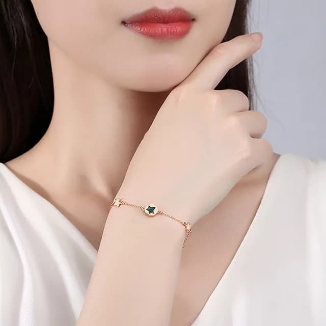 【巴黎精品】現貨+預購 925純銀手鍊孔雀石手鏈(常青藤楓葉星星生日情人節禮物女飾品2色v1ar120)