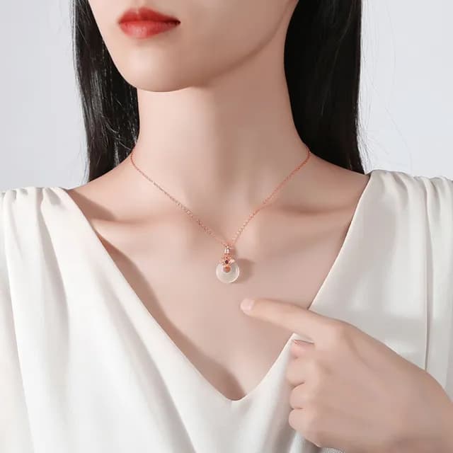 【巴黎精品】現貨+預購 925純銀項鍊和闐玉吊墜(如意平安扣鋯石生日情人節禮物女飾品v1ar50)