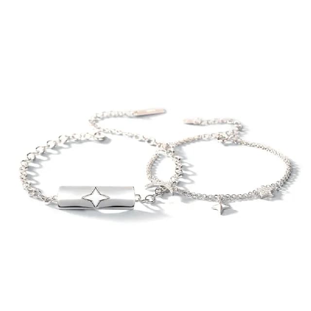 【米蘭精品】現貨+預購 925純銀手鍊情侶對鍊(燦爛星芒尾扣生日情人節聖誕節交換禮物男女飾品74dv38)