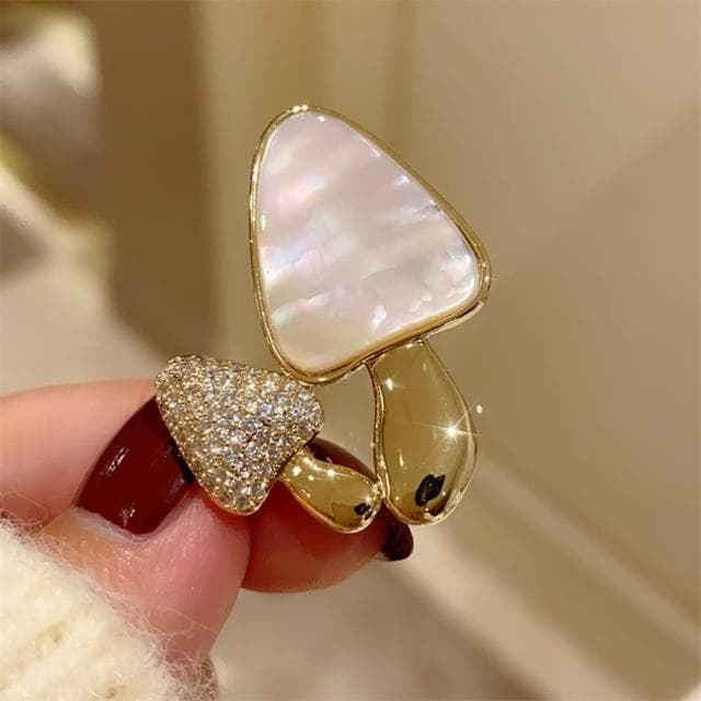 【巴黎精品】現貨+預購 貝殼胸針蘑菇別針(滿鑽小蘑菇亮面金色生日情人節禮物女飾品a1ah62)