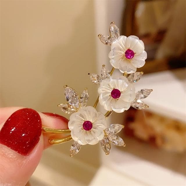 【巴黎精品】現貨+預購 貝殼胸針梅花結別針(鋯石花朵復古胸花生日情人節禮物女飾品a1ah54)