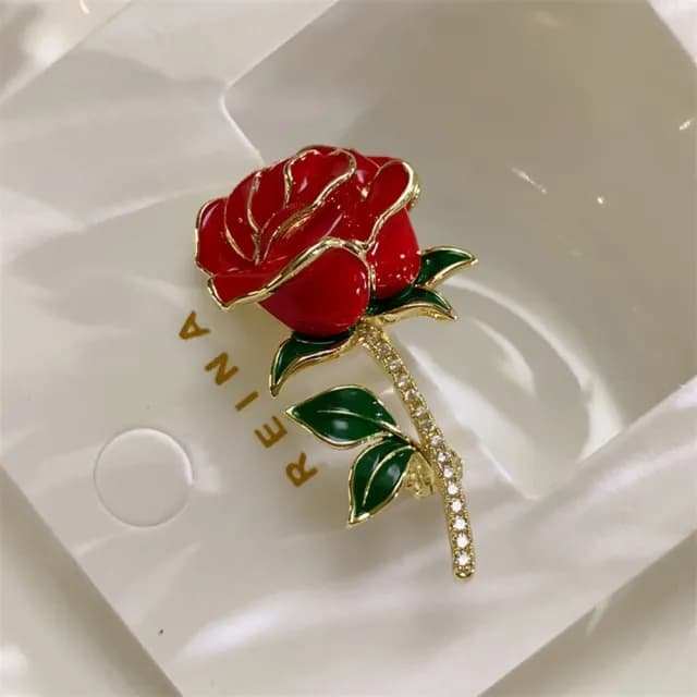 【巴黎精品】現貨+預購 鋯石胸針玫瑰別針(滴油紅薔薇優雅復古生日情人節禮物女飾品a1ah93)