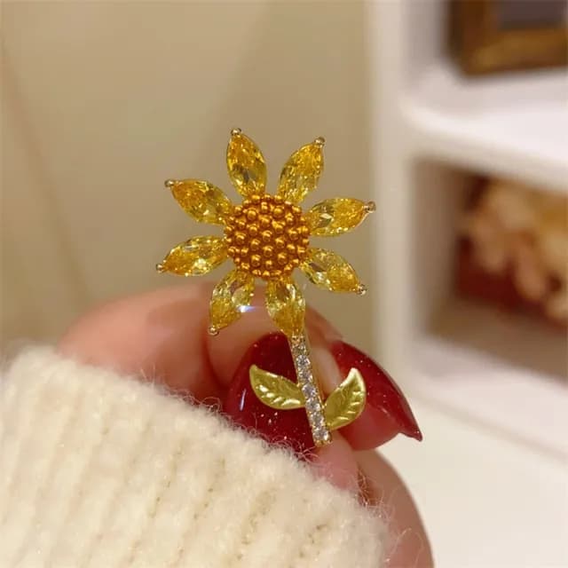 【巴黎精品】現貨+預購 鋯石胸針向日葵別針(黃色太陽花可愛胸花生日情人節禮物女飾品a1ah98)