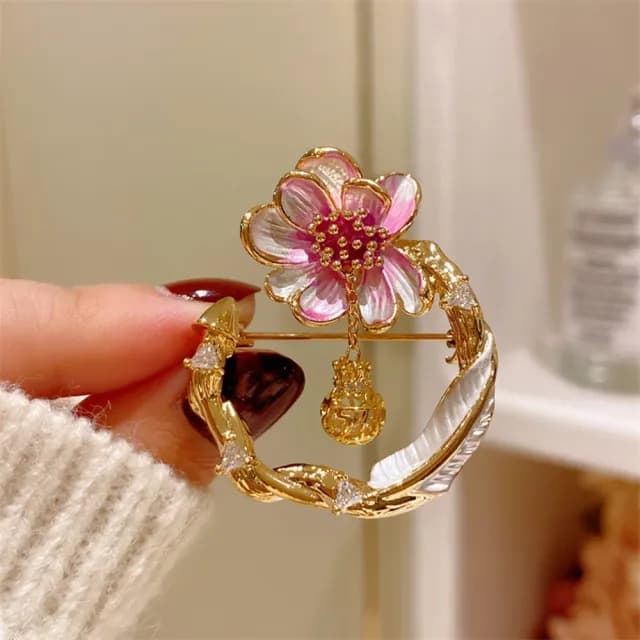【巴黎精品】現貨+預購 鋯石胸針桃花別針(祈福福袋吊墜復古生日情人節禮物女飾品a1ah57)