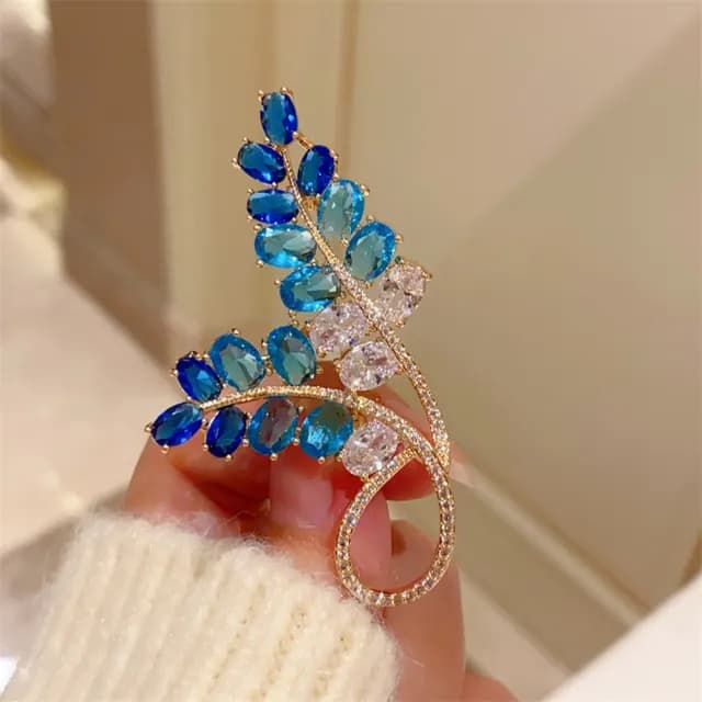 【巴黎精品】現貨+預購 鋯石胸針麥穗別針(漸層藍色優雅胸花生日情人節禮物女飾品a1ah51)