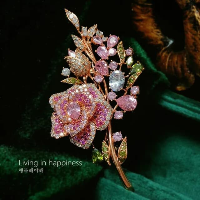 【巴黎精品】現貨+預購 鋯石胸針玫瑰別針(玫瑰花束氣質滿鑽生日情人節禮物女飾品a1ah60)