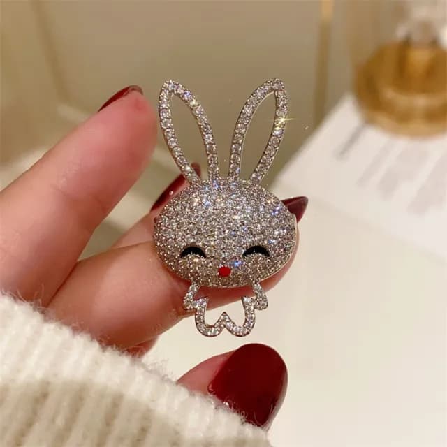 【巴黎精品】現貨+預購 鋯石胸針兔子別針(可愛生肖鏤空鑲嵌生日情人節禮物女飾品a1ah24)
