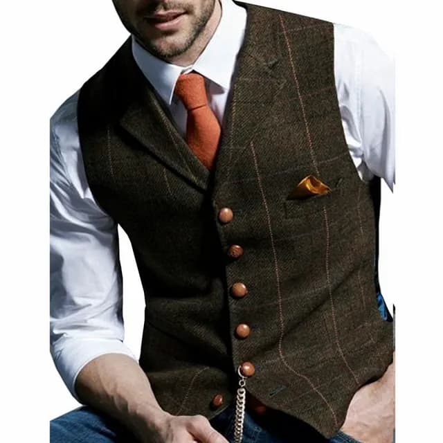 【巴黎精品】父親節禮物 西裝背心西服馬甲(復古格紋翻領英倫風男外套6色a1ad18)
