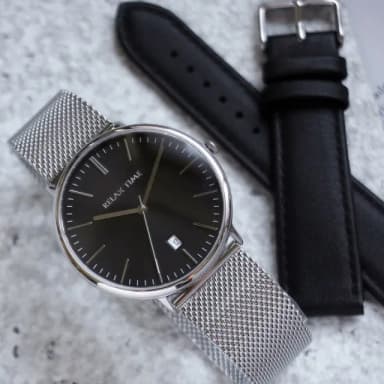 【Relax Time】極簡大三針日期手錶-黑/40mm 加贈皮帶 禮物 送禮 推薦(RT-97-3M)