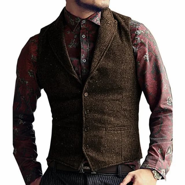 【巴黎精品】父親節禮物 西裝背心西服馬甲(純色復古修身翻領男外套11色a1ad24)