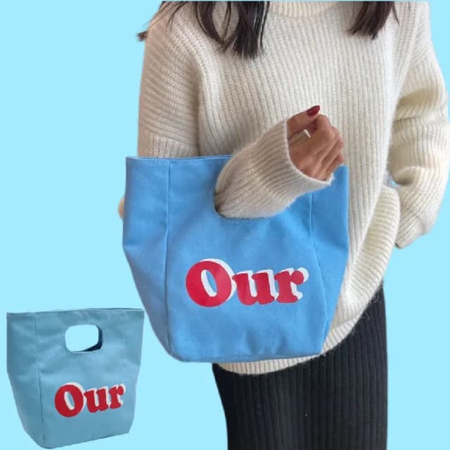 【穿搭配件】情人節禮物 休閒Our帆布包(ins 學生 可愛 小眾設計 水桶包 托特包 手提購物袋 時尚