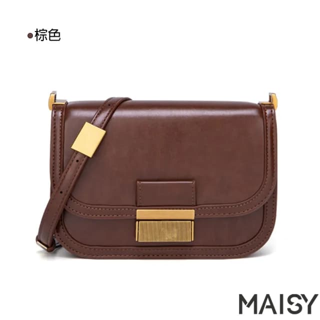 【MAISY】情人節禮物 七夕 新款復古休閒單肩斜背小方包(現+預  棕色 / 黑色)