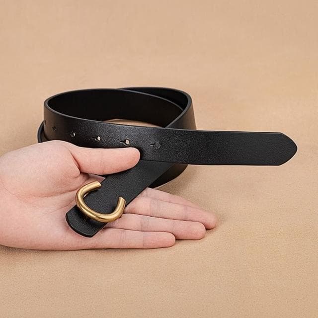 【米蘭精品】現貨+預購 真皮皮帶腰帶(C字平滑扣裝飾牛皮女皮帶情人節生日聖誕節交換禮物2色74eh12)