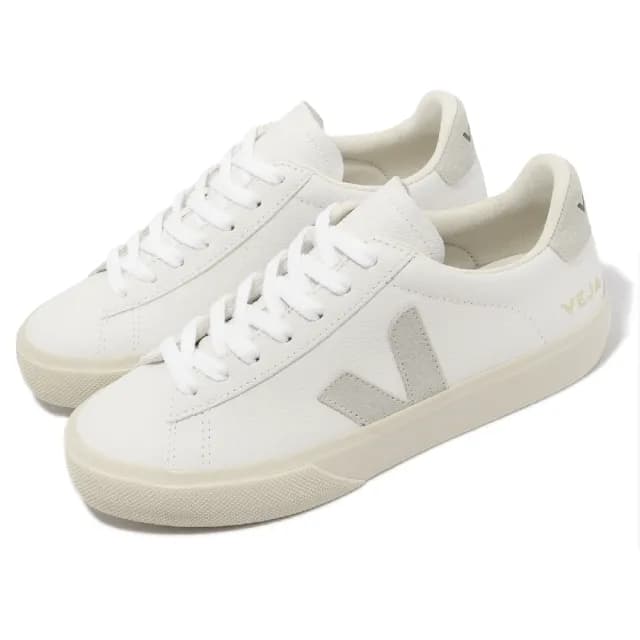 【VEJA】休閒鞋 Campo Chromefree Leather 女鞋 白 亮灰 皮革 奶油底 經典 小白鞋(CP0502429A)