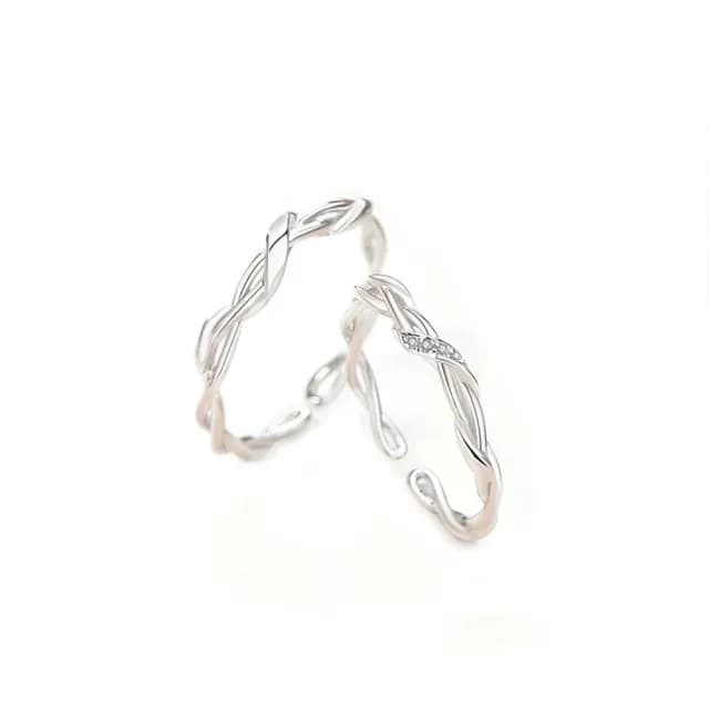 【米蘭精品】現貨+預購 925純銀戒指情侶對戒(纏繞編織無限生日情人節聖誕節交換禮物男女飾品74dw15)