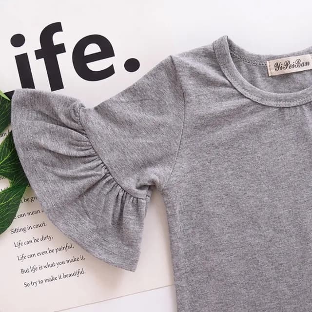 【橘魔法】純色喇叭袖包屁衣(連身衣 哈衣 童裝 小童 女童)