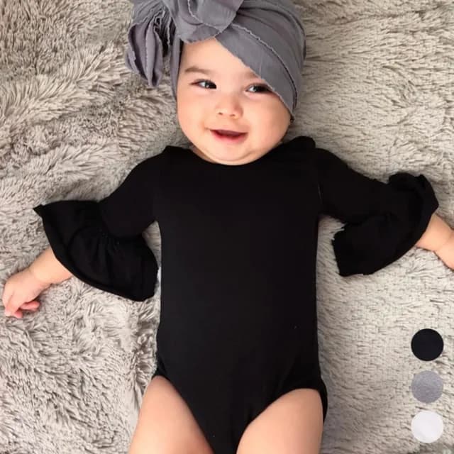 【橘魔法】純色喇叭袖包屁衣(連身衣 哈衣 童裝 小童 女童)