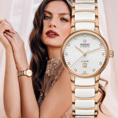 【Rado 雷達表】Centrix晶萃真鑽自動機械腕錶-白陶瓷x玫瑰金色 R02送禮推薦(R30019744)