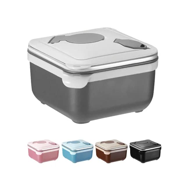 【原家居】304不鏽鋼 大容量便當盒1400ml(泡麵碗 湯麵碗 隔熱碗 雙邊餐具插孔 可瀝水)