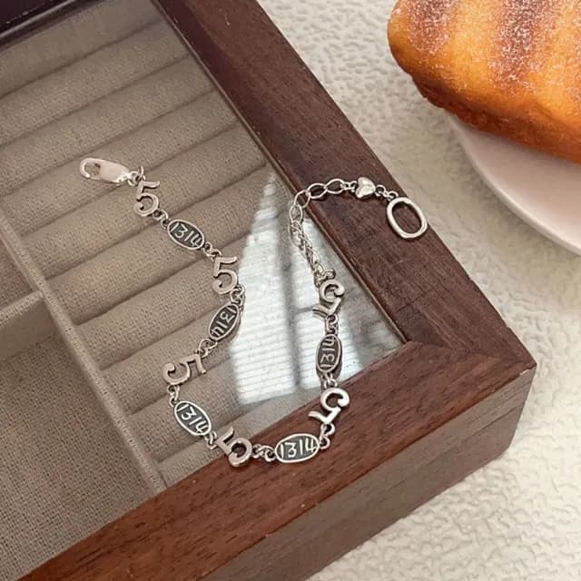 【巴黎精品】情人節禮物 現貨+預購 925純銀手鍊數字手鏈(一生一世復古簡約女飾品a1bo8)