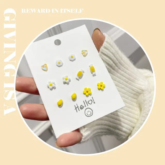 【姊妹一起來】韓系陶瓷耳釘套裝-24入(可愛 百搭配件 養耳洞 耳釘 耳針 耳環 耳墜 耳飾)
