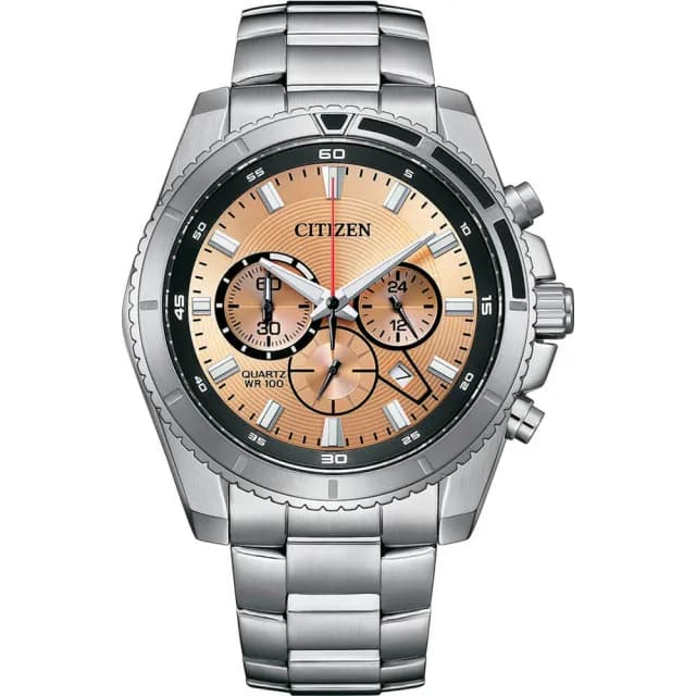 【CITIZEN 星辰】Chronograph 紳男計時男錶-銀色面/44mm  手錶 禮物 推薦(AN8200-50X)