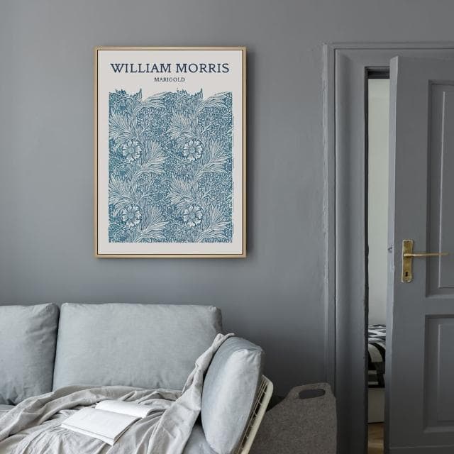【菠蘿選畫所】萬壽菊-50x70cm(復古藍色萬壽菊掛畫/裝飾畫/開店送禮)