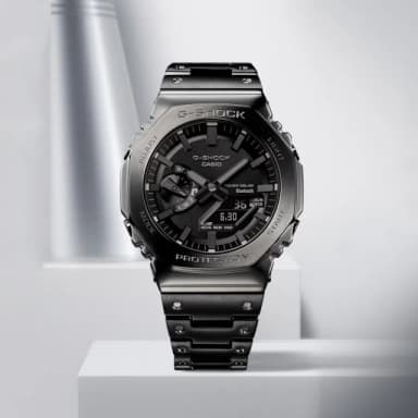 【CASIO 卡西歐】G-SHOCK 八角 全金屬版 太陽能藍芽連線雙顯手錶 送禮 禮物 推薦(GM-B2100BD-1A)