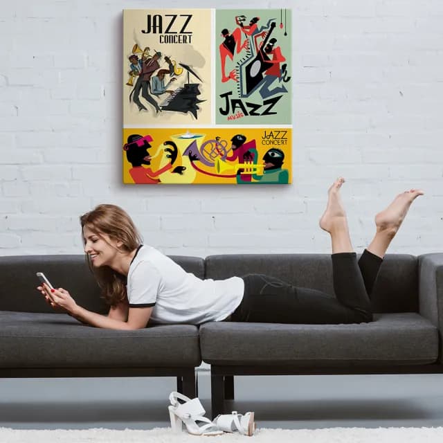 【日本 VisualSonic】看見你的聲音 藍牙畫布音箱-Jazz Concert(掛畫喇叭)