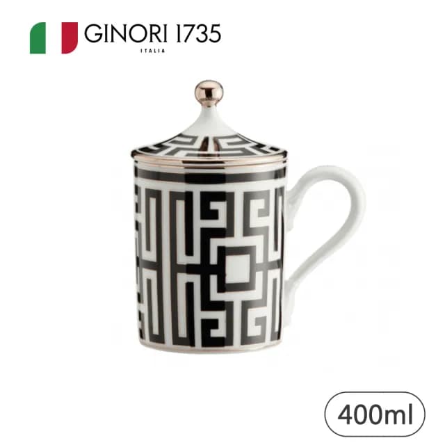 【RICHARD GINORI】迷系列/馬克杯/附蓋/黑色(GUCCI精品瓷器/義大利第一名瓷)