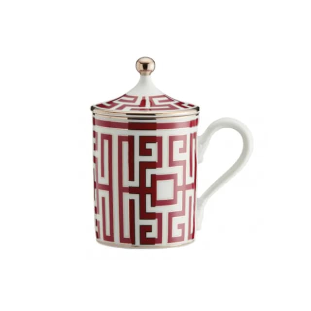 【RICHARD GINORI】迷系列/馬克杯/附蓋/紅色(GUCCI精品瓷器/義大利第一名瓷)