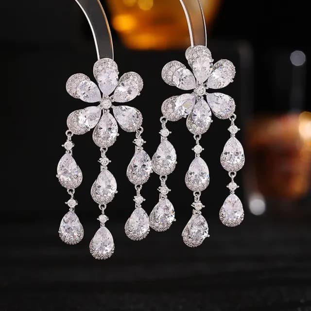 【巴黎精品】現貨+預購 鋯石耳環925純銀耳針(花朵水滴流蘇生日母親節禮物女飾品3色p1bk60)